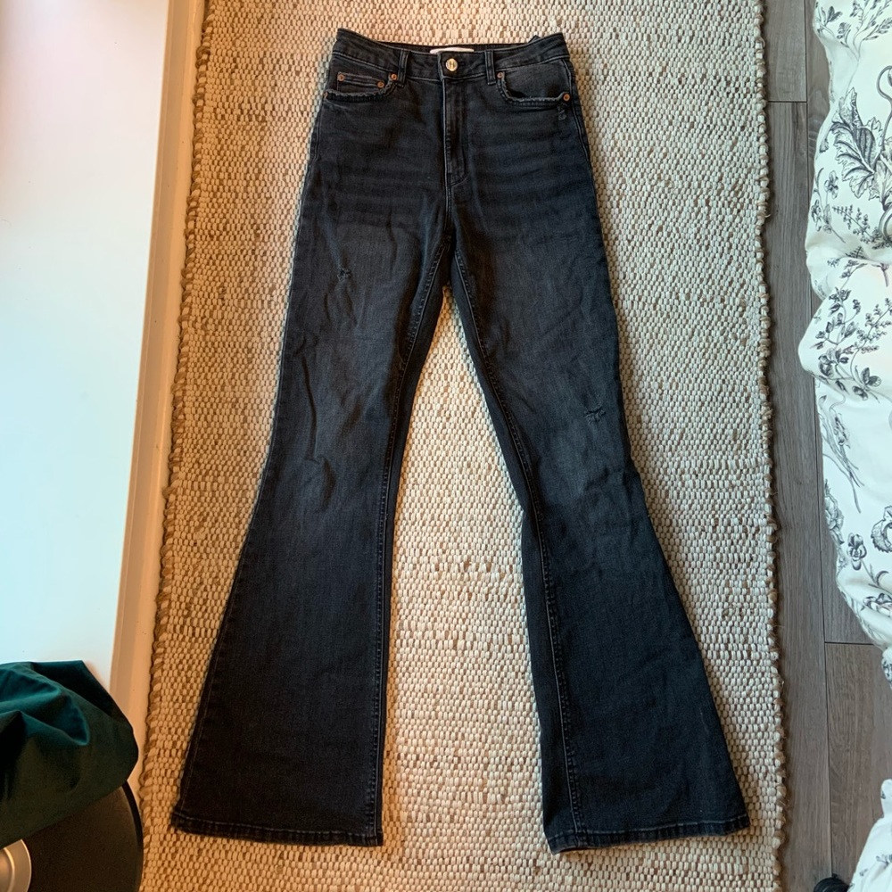 Black/grey flare jeans